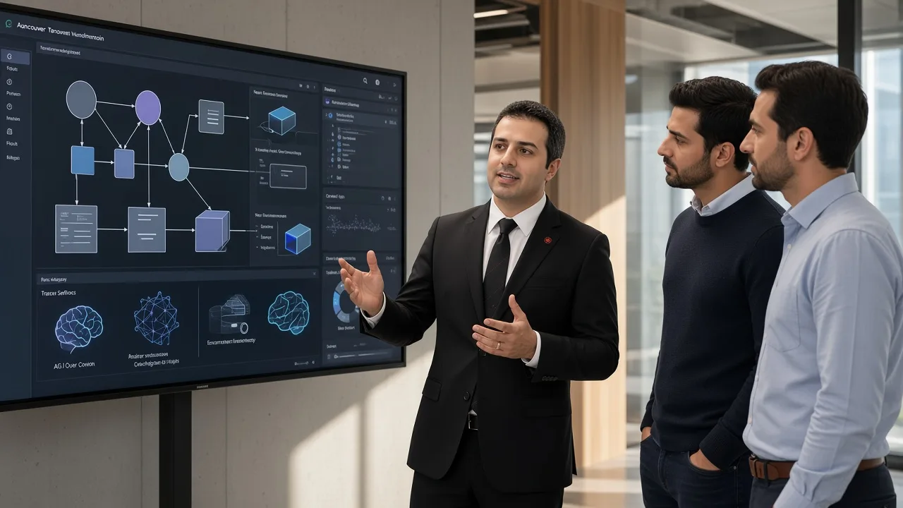 Sean Mehrabi reviewing a practical AI workflow with engineers.